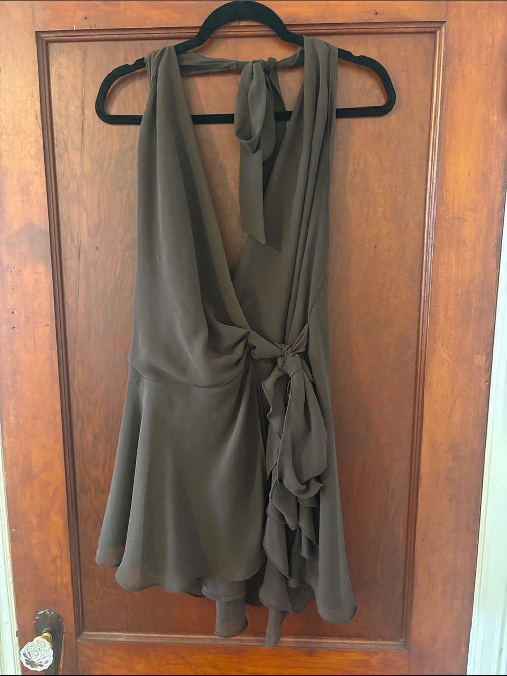 Abercrombie Backless Halter Brown Chiffon Dress